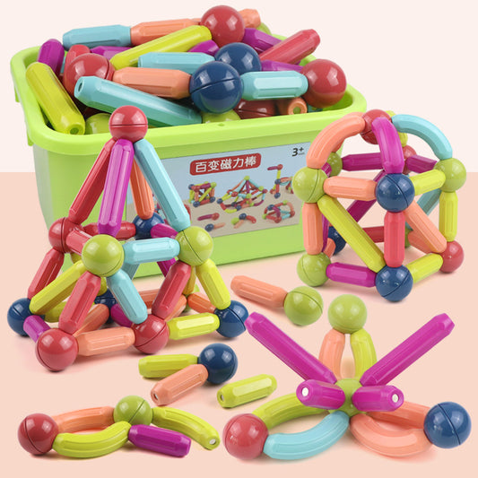 25pcs/36pcs/42pcs/64pcs Balls and Rods Set DIY Assembly Magnetic Building Sticks Blocks STEM Educative Stacking Magnet Toys Creativity Development 3D