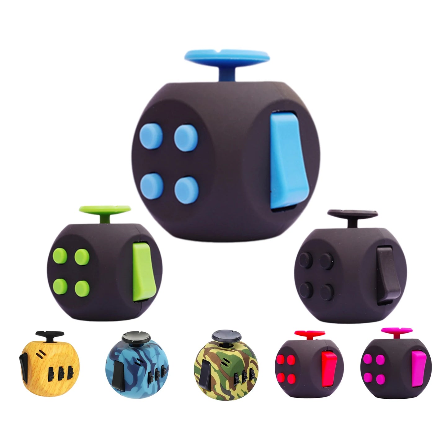 6 Face Fidget Cube Relieves Stress and Anxiety for Children and Adults, Decompression Toy Various Colors