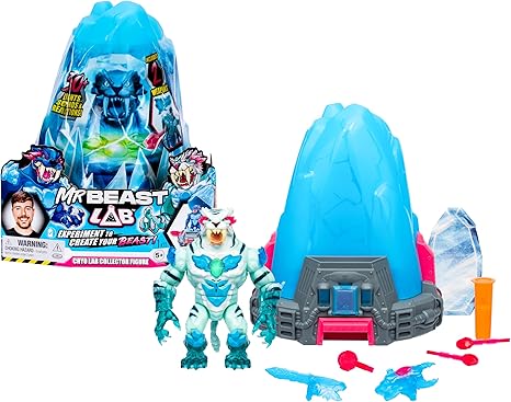 MrBeast Lab Melt the Ice to Release a Beast with the Cryo Lab Collector Figure 7inch/18cm Figure with 30+ Lights Sounds and Reactions Includes 2 We