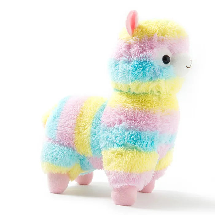 HAWU Cotton Stripes Rainbow Alpaca Plush Toy Sheep Stuffed Doll Pendant (18cm)