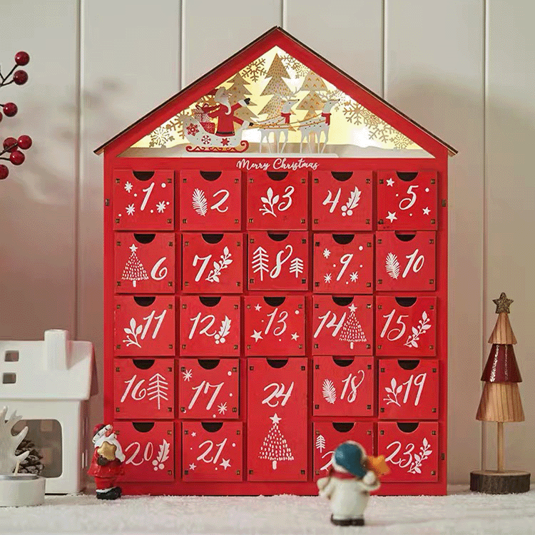 Christmas Countdown Calendar - 24 Days Wooden Gift Box for Girlfriend