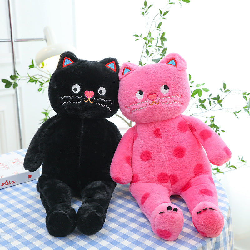 Kiskick Cat Plushie Plush Cat Plush Polka Dot Cat Shaped Toy Durable Soft Comfortable Stuffed Animal for Home Decoration