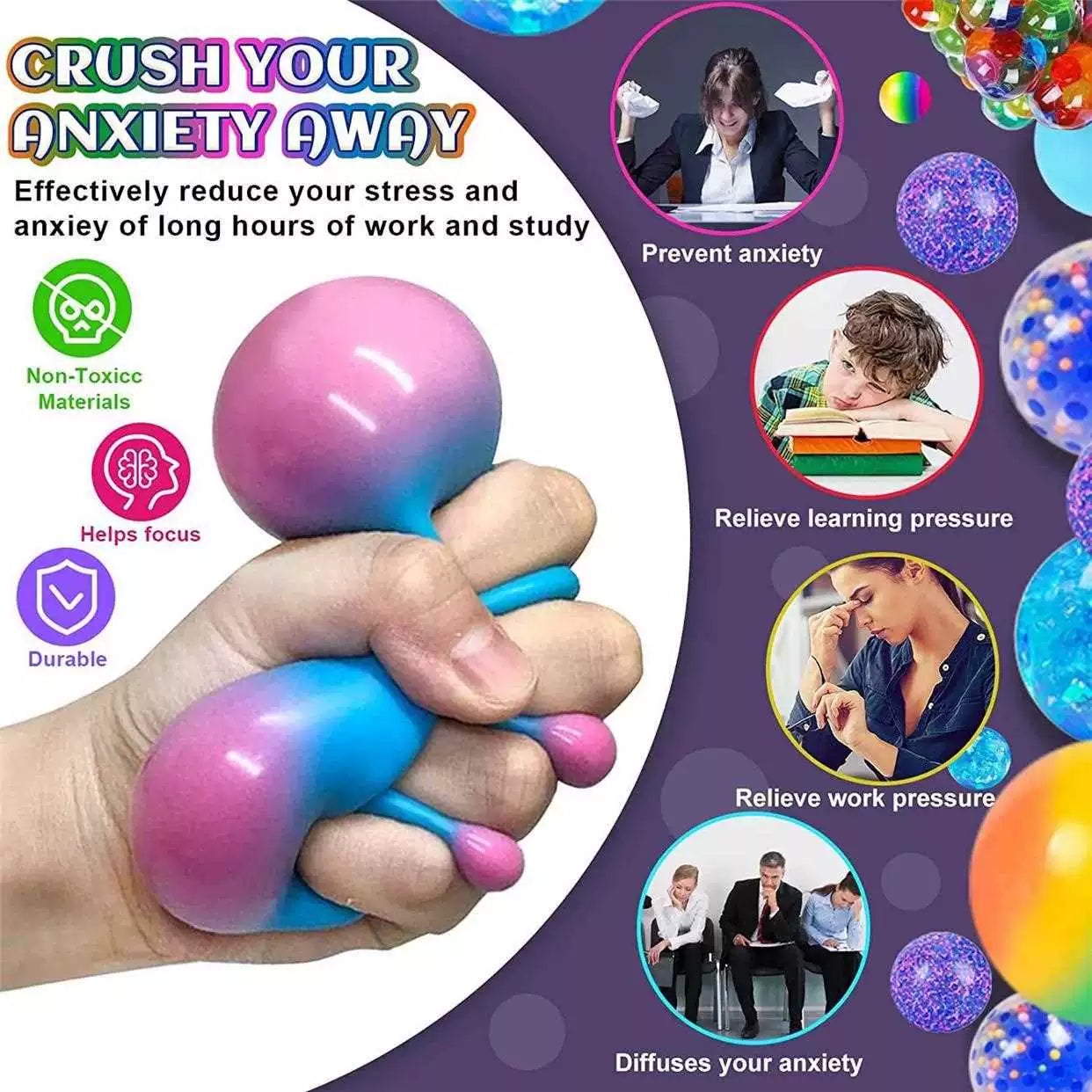 6Pack Sensory Stress Ball Set Fidget Toys nee doh Needohball