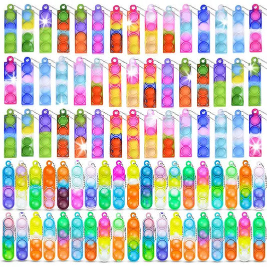 30PCS Mini Pop Keychain Bubbles Party Favors Fidget Toys Str