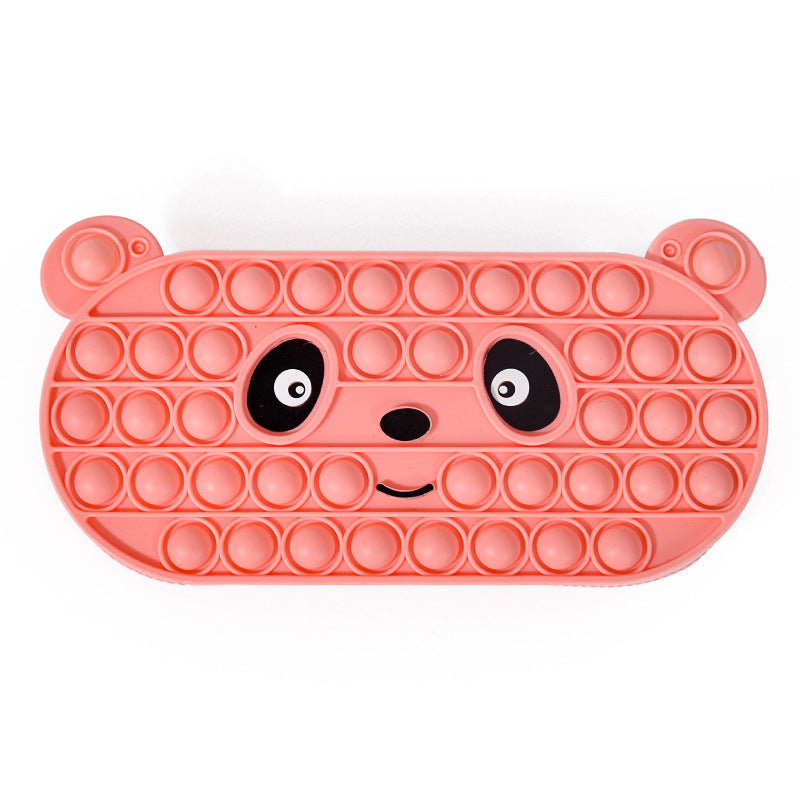 Rectangle Push It Pop Pencil Pen Case Bag Cartoon Panda Zipper Fidget Toys for Stress Relief