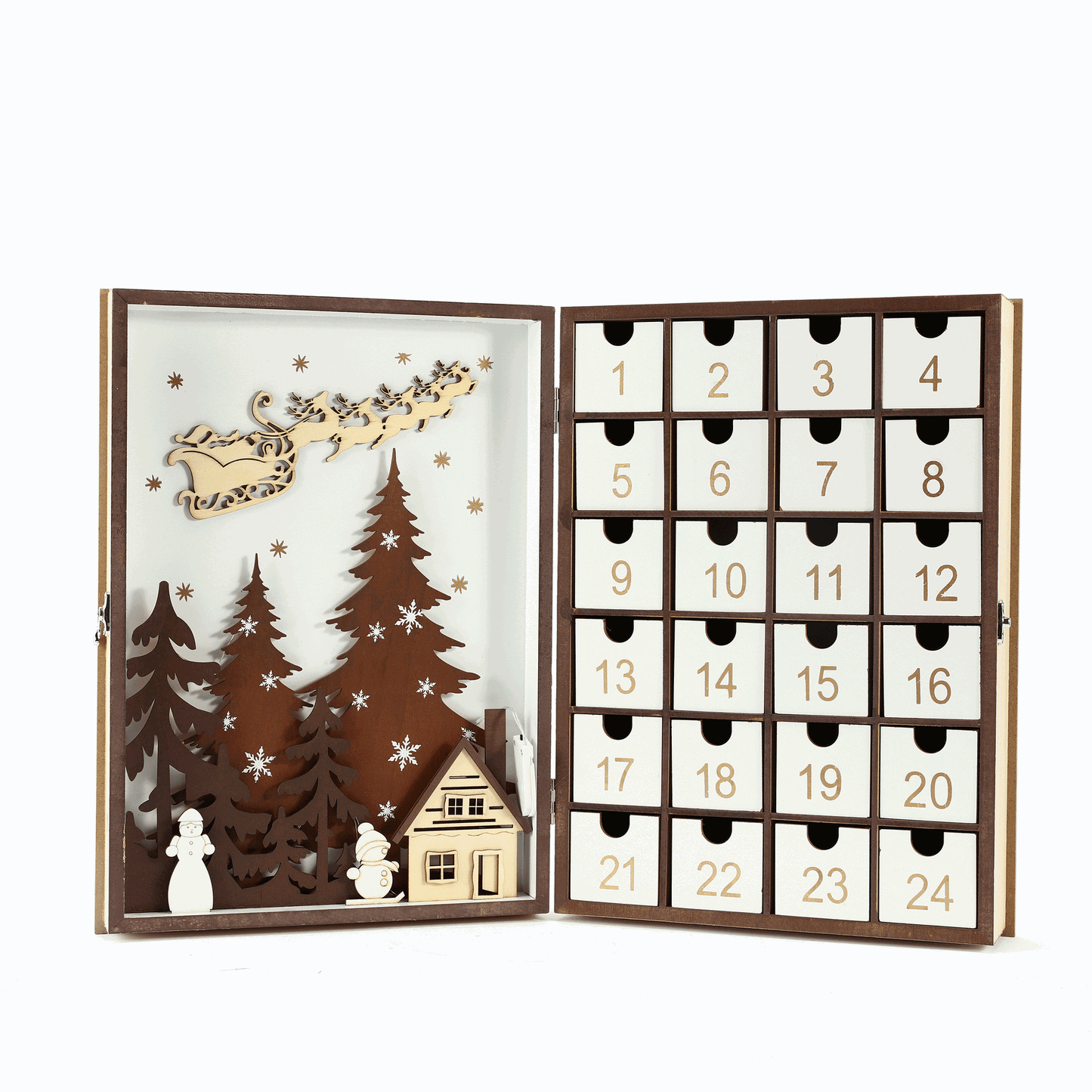 Christmas Countdown Calendar - 24 Days Wooden Gift Box for Girlfriend