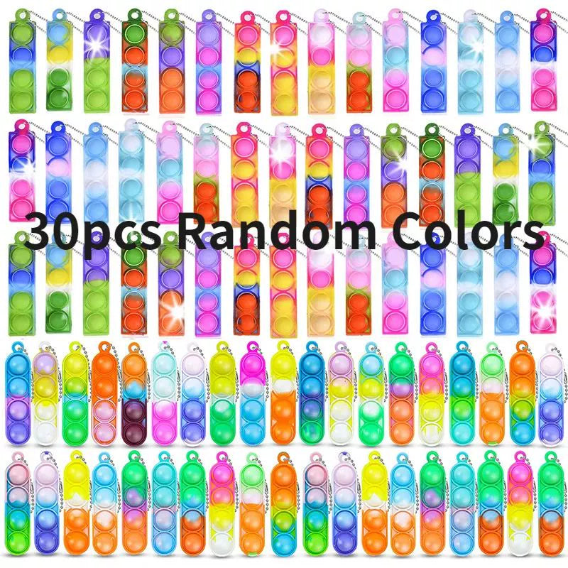 Mini Pop Keychain Bubbles Party Favors Fidget Toy 30PCS