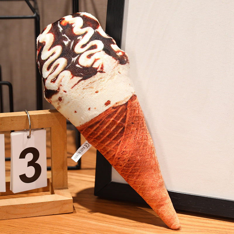 Plush Artificial Ice Cream Cone Pillow Toy - Cute Dessert Model