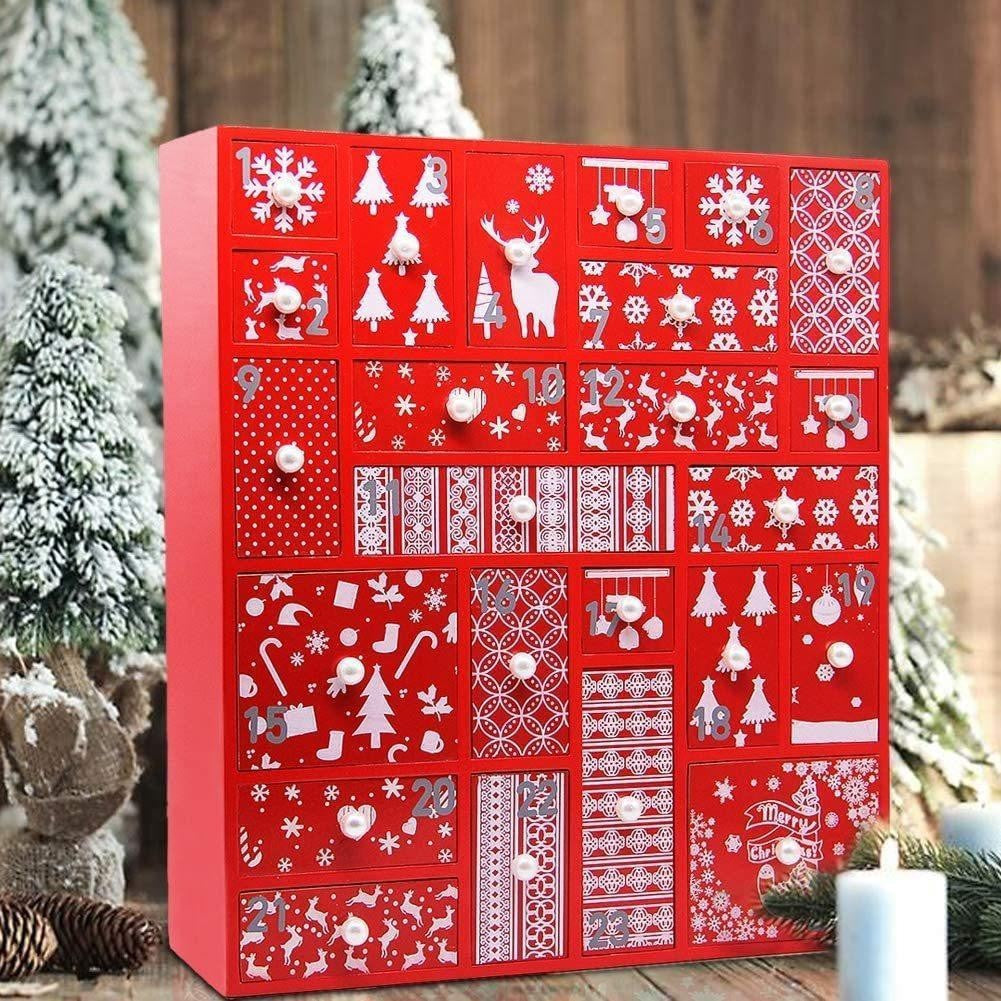 Christmas Countdown Calendar - 24 Days Wooden Gift Box for Girlfriend