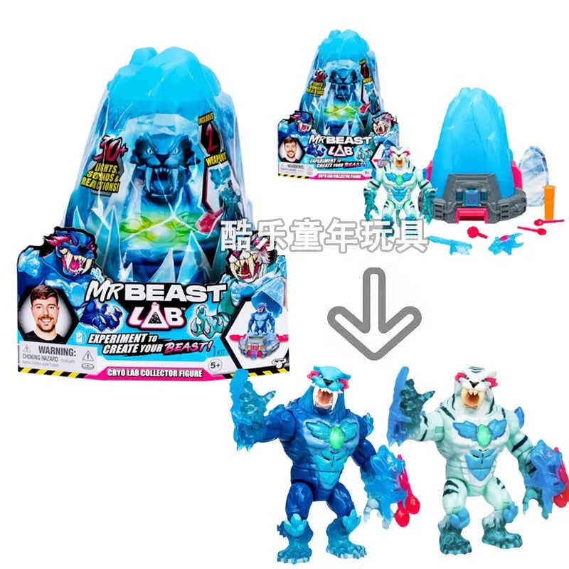 MrBeast Lab Melt the Ice to Release a Beast with the Cryo Lab Collector Figure 7inch/18cm Figure with 30+ Lights Sounds and Reactions Includes 2 We