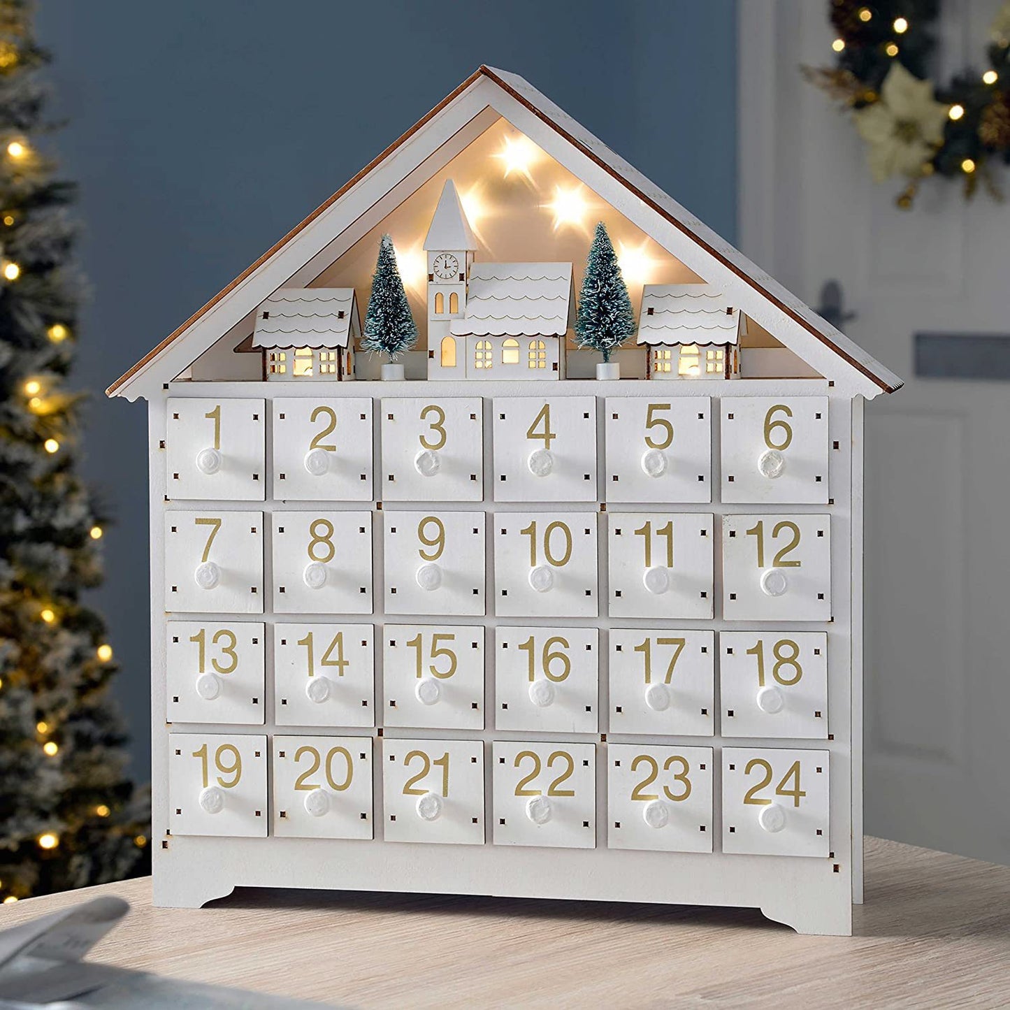 Christmas Countdown Calendar - 24 Days Wooden Gift Box for Girlfriend