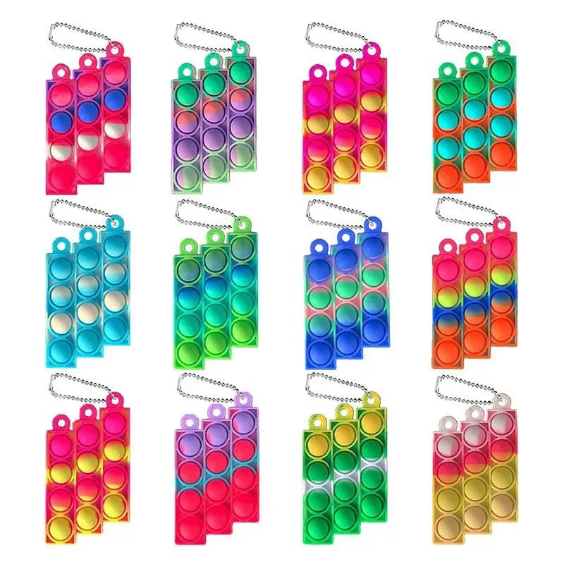 30PCS Mini Pop Keychain Bubbles Party Favors Fidget Toys Str