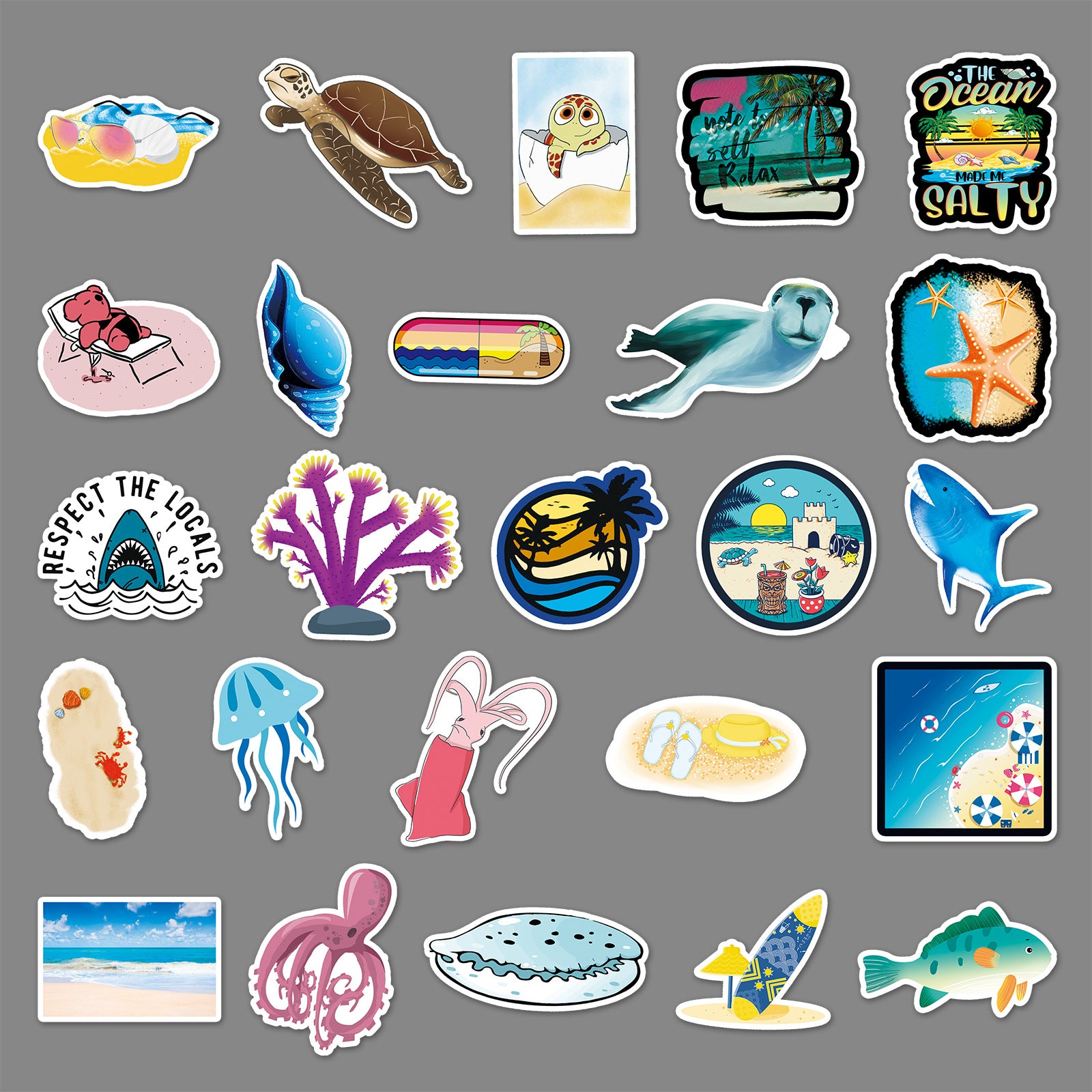 100 Cute Sea Creature Cross Border Laptop Scooter Trunk Car Guitar Decoration Stickers