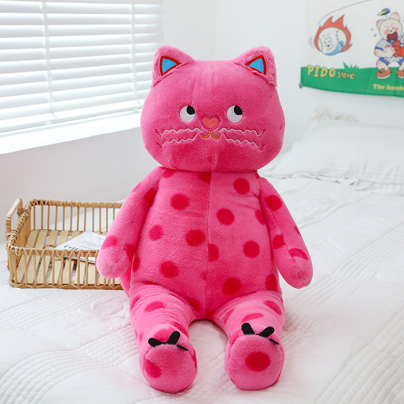 Kiskick Cat Plushie Plush Cat Plush Polka Dot Cat Shaped Toy Durable Soft Comfortable Stuffed Animal for Home Decoration